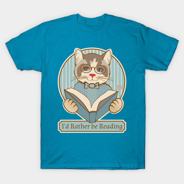 I'd Rather be Reading Cat and Book T-Shirt by Sue Cervenka